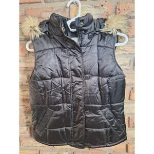 LFL 1982 Hooded Vest Womens Hood Full Zip And Button Size M